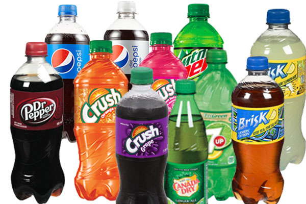 Assorted bottled soft drinks